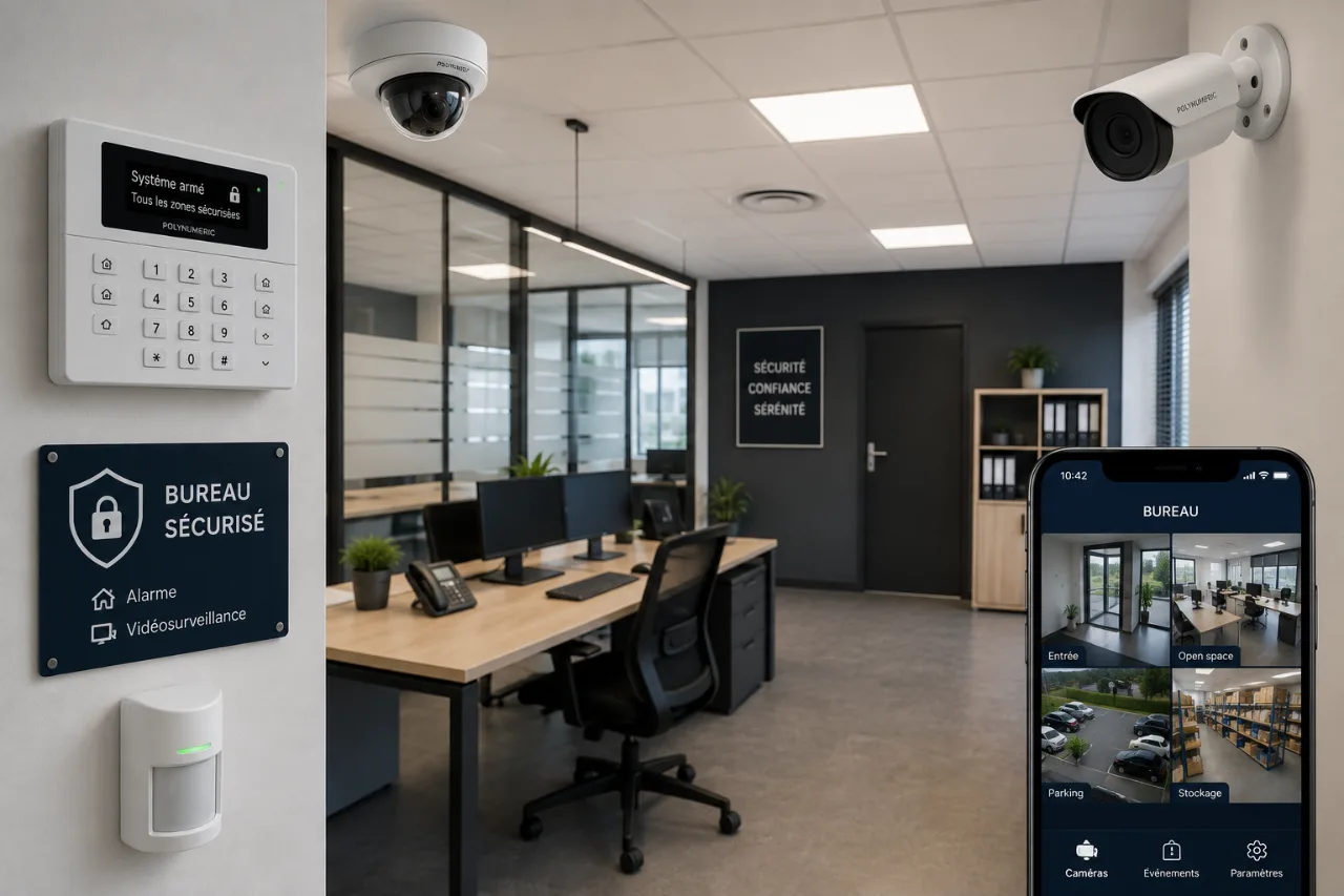 Bureaux sécurisés par alarme et vidéosurveillance POLYNUMERIC à Lyon Est