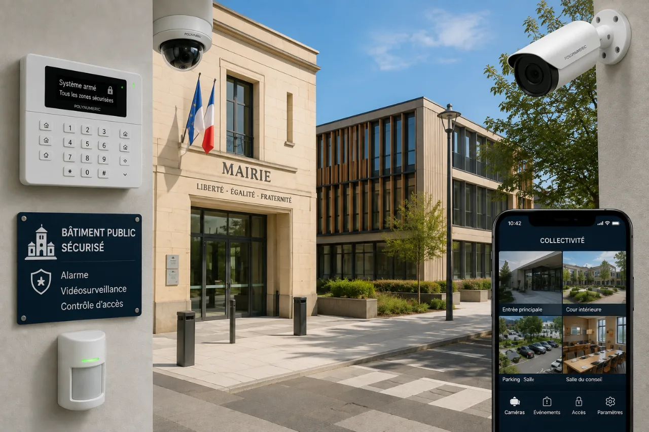 Mairie du Rhône équipée en vidéoprotection et contrôle d'accès par POLYNUMERIC